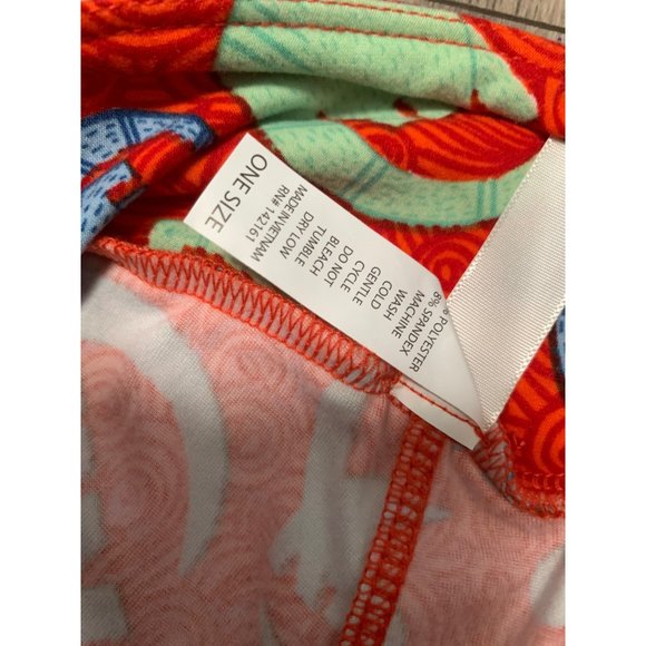 Lularoe One Size Red Blue Green Leggings Dinosaurs "Unicorn Rare Print" - Picture 3 of 6